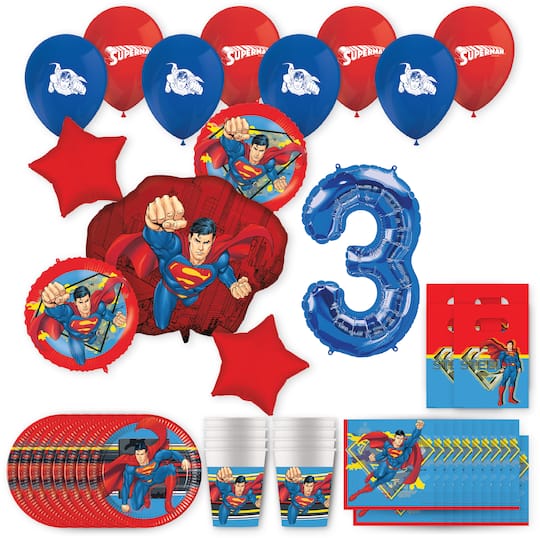 Superman Birthday Party Kit with Number